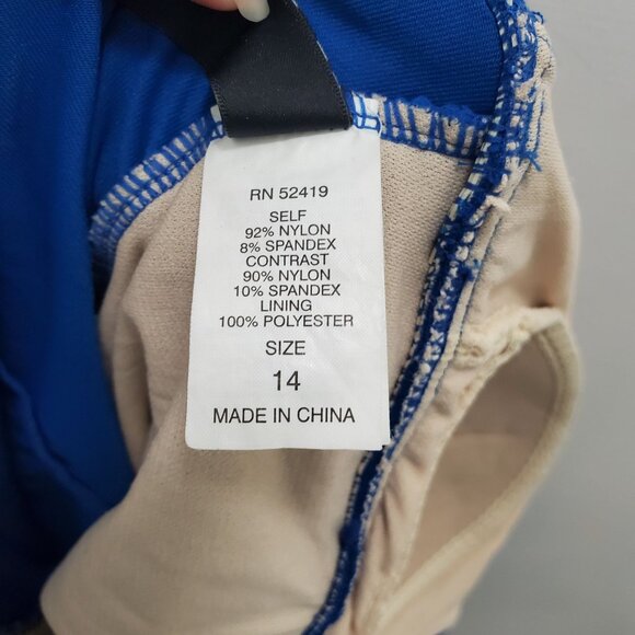 La Blanca Woman's Blue Ruched Wrap Front One Piece Bathing Suit Plus Size 14 - Picture 6 of 7